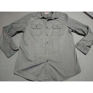 Wrangler Western Shirt Men M Dark Gray Country Rodeo Long Sleeve Button Up